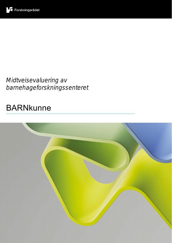 Forsiden av dokumentet BARNkunne midtveisevaluering