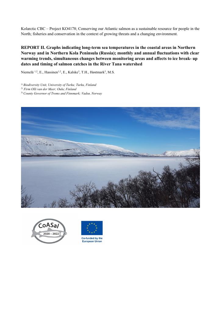 Forsiden av dokumentet REPORT II Long-term temperatures in the coastal areas