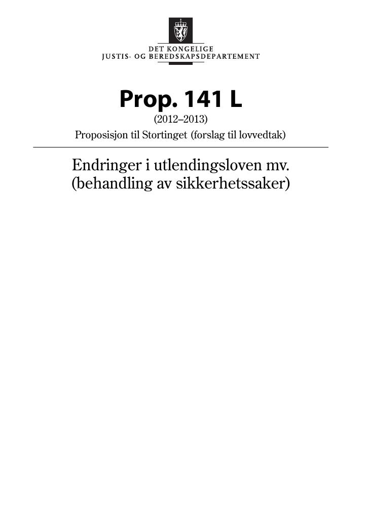 Forsiden av dokumentet Prop. 141 L (2012–2013)