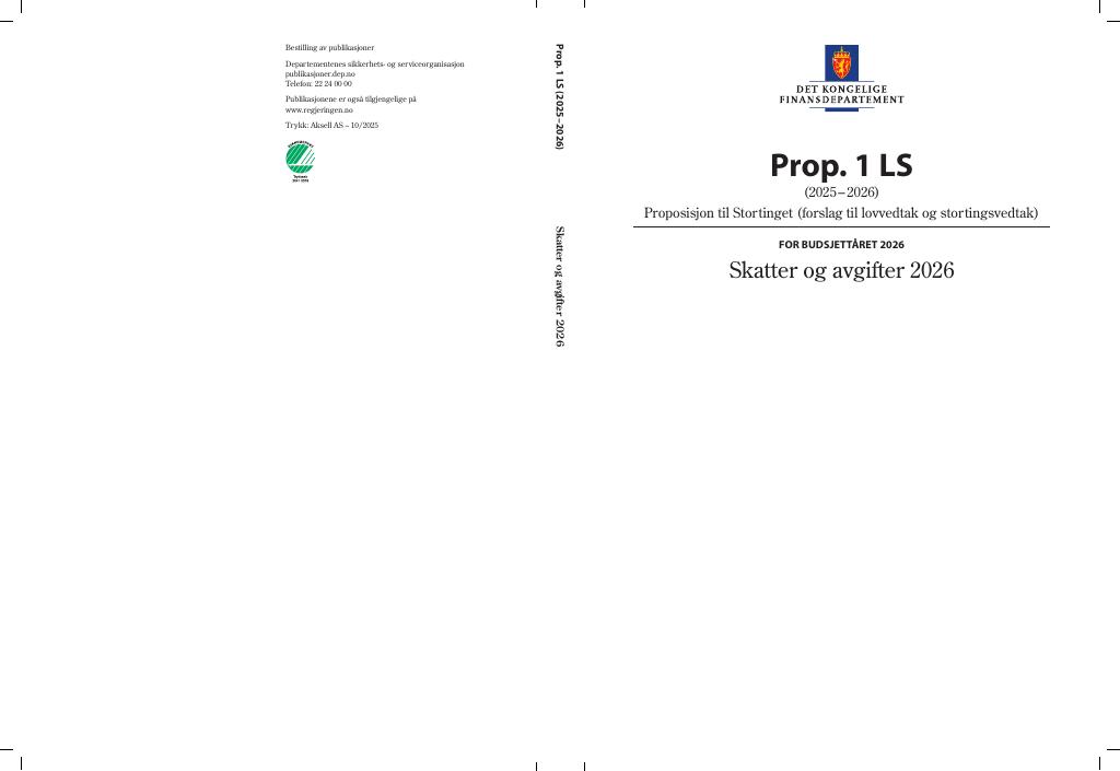 Forsiden av dokumentet Prop. 1 LS (2025–2026)