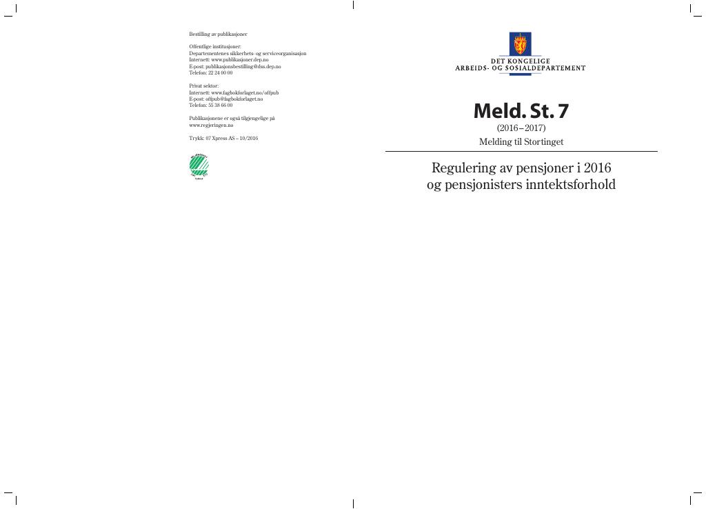 Forsiden av dokumentet Meld. St. 7 (2016–2017)