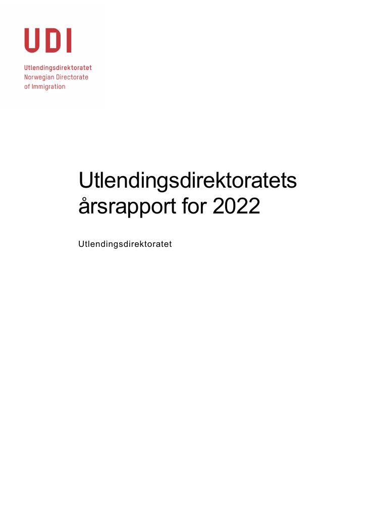 Forsiden av dokumentet Årsrapport UDI 2022