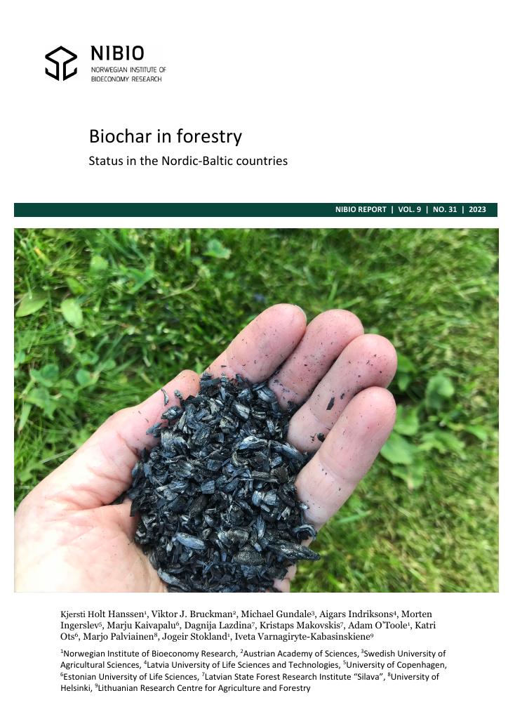 Forsiden av dokumentet Biochar in forestry. Status in the Nordic-Baltic countries 