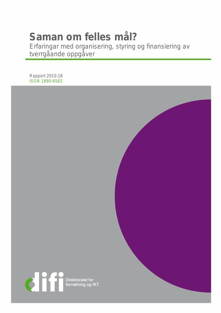 Forsiden av dokumentet Saman om felles mål?