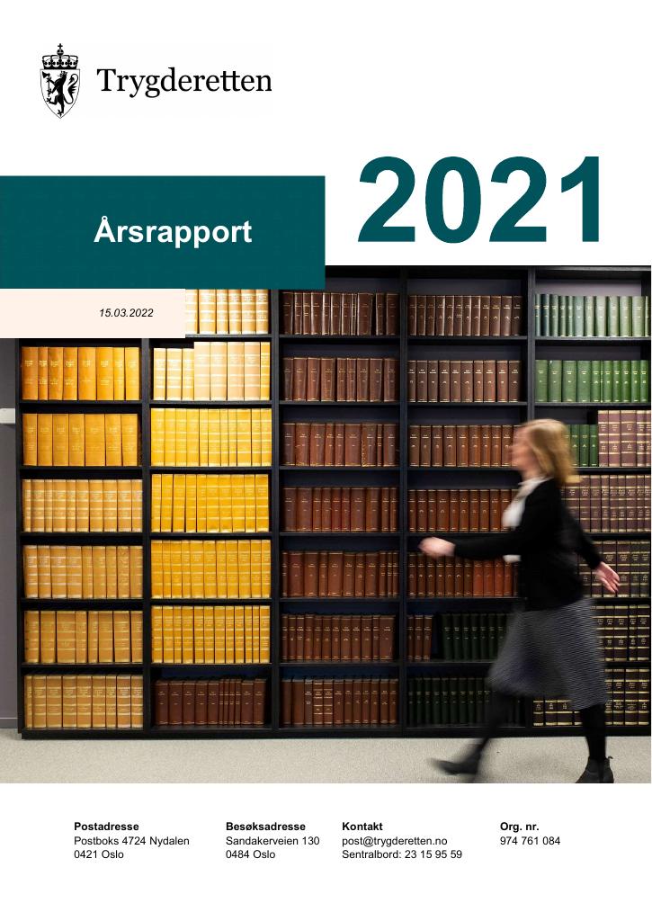 Forsiden av dokumentet Årsrapport Trygderetten 2021