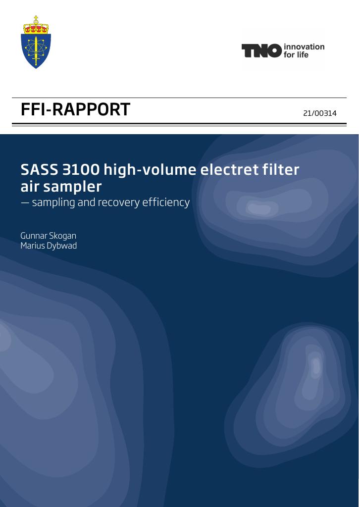 Forsiden av dokumentet SASS 3100 high-volume electret filter air sampler : sampling and recovery efficiency