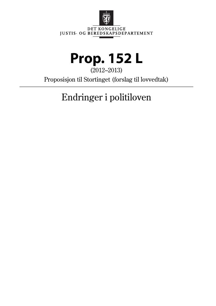 Forsiden av dokumentet Prop. 152 L (2012–2013)