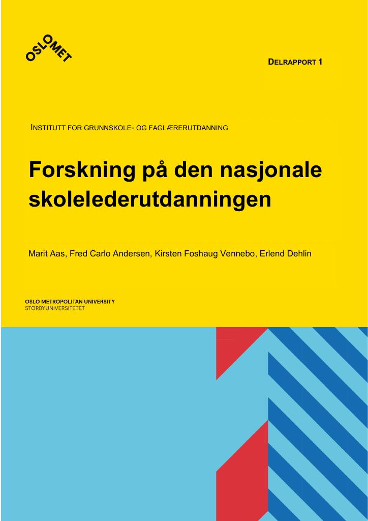Forsiden av dokumentet Forskning på den nasjonale skolelederutdanningen: Delrapport 1.