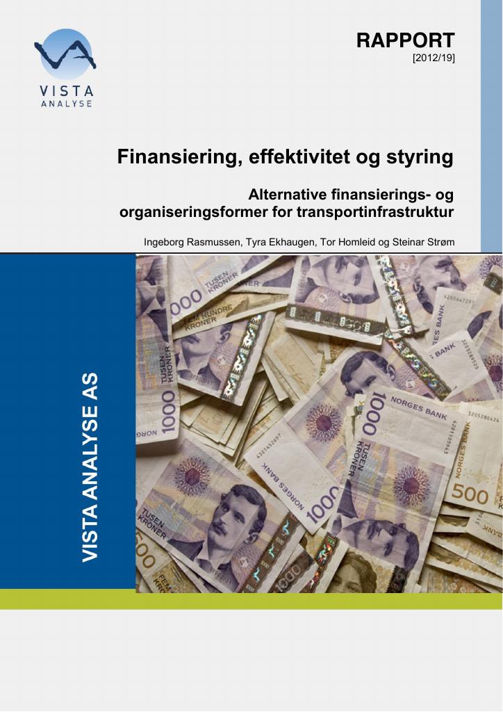 Forsiden av dokumentet Finansiering, effektivitet og styring