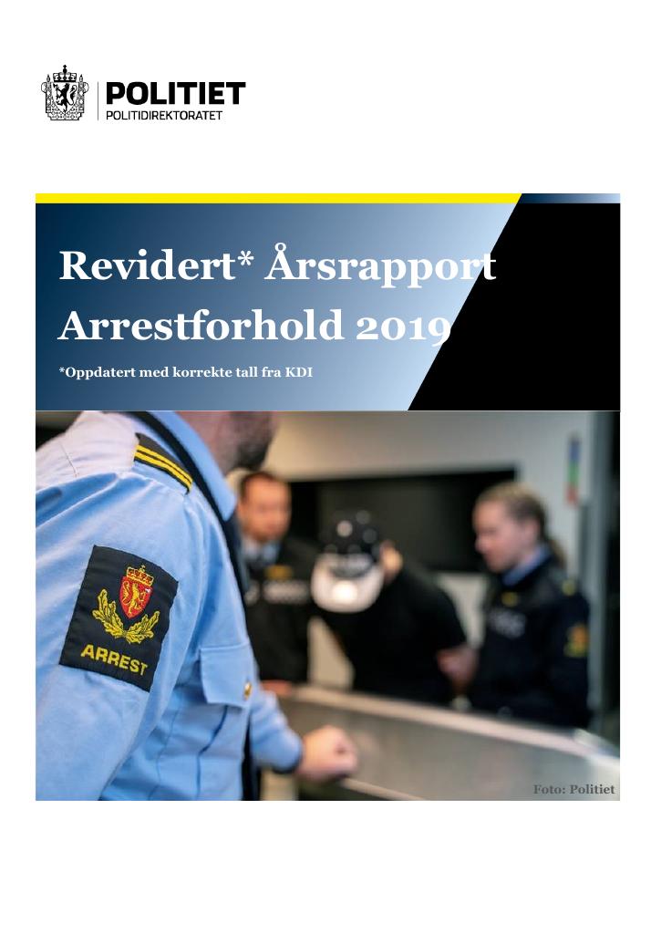 Forsiden av dokumentet Revidert* Årsrapport Arrestforhold 2019