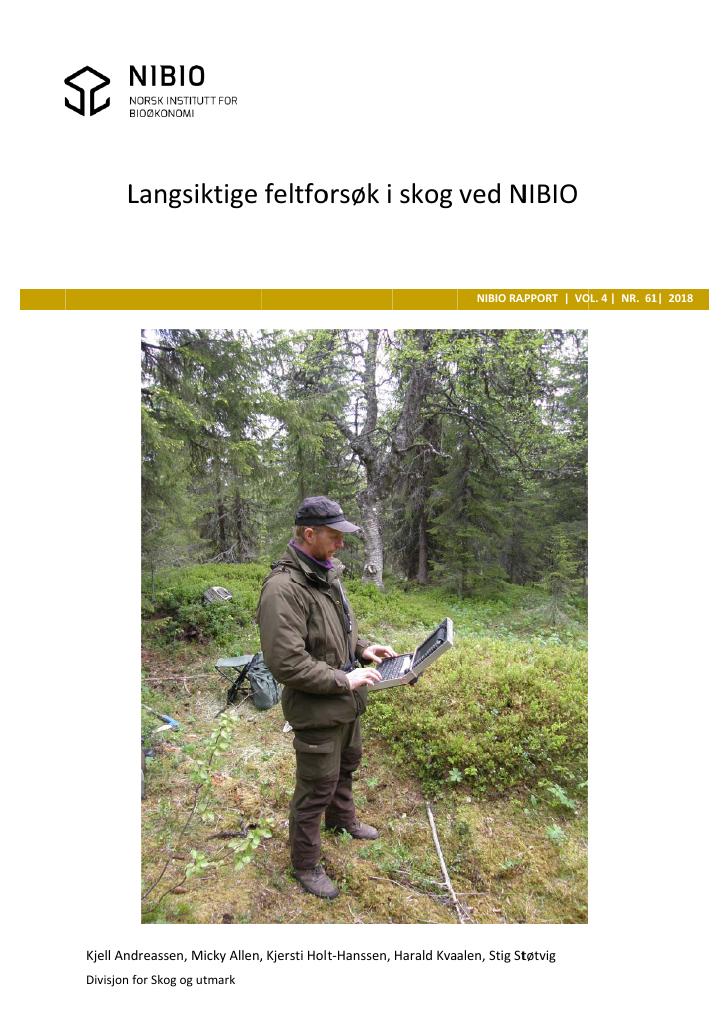 Forsiden av dokumentet Langsiktig feltforsøk i skog ved NIBIO