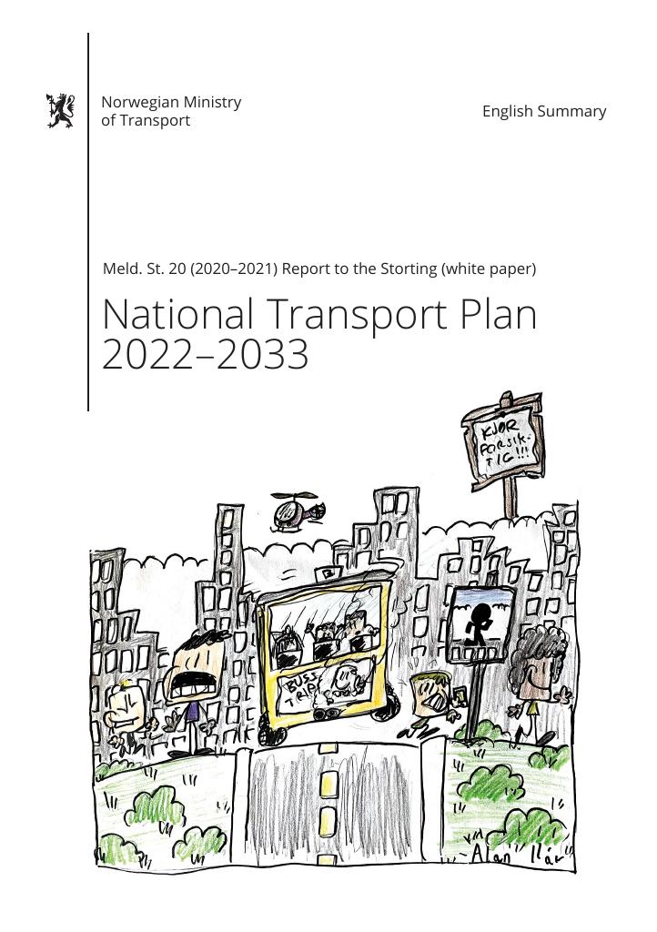 Forsiden av dokumentet National Transport Plan 2022–2033