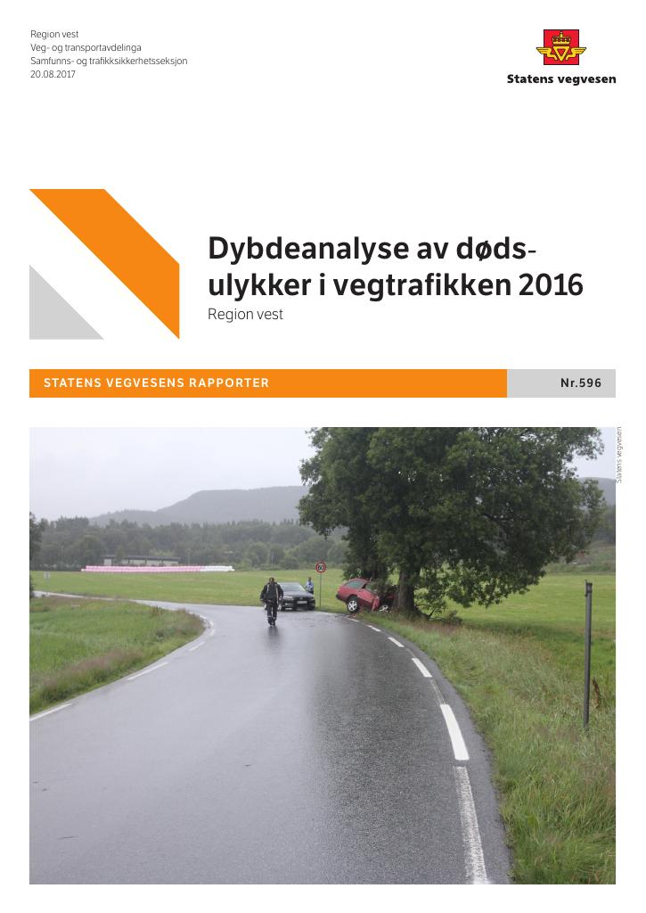 Forsiden av dokumentet Dybdeanalyse av dødsulykker i vegtrafikken 2016