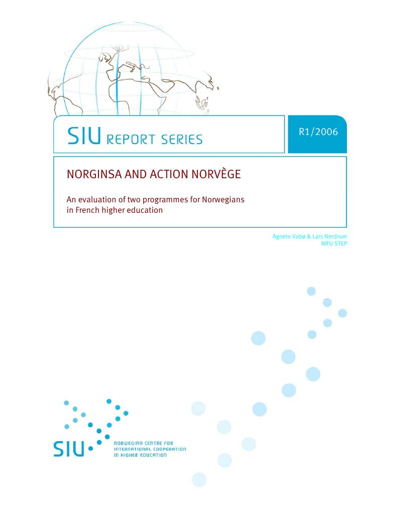 Forsiden av dokumentet An evaluation of two programmes for Norwegians  in French higher education