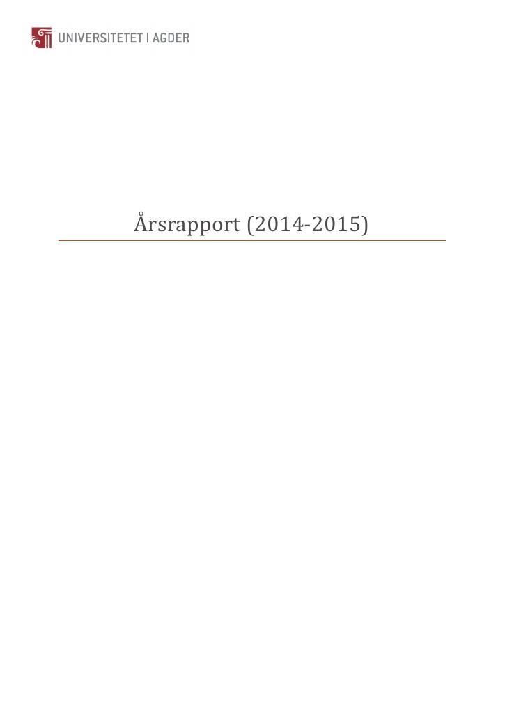 Forsiden av dokumentet Årsrapport Universitetet i Agder 2014
