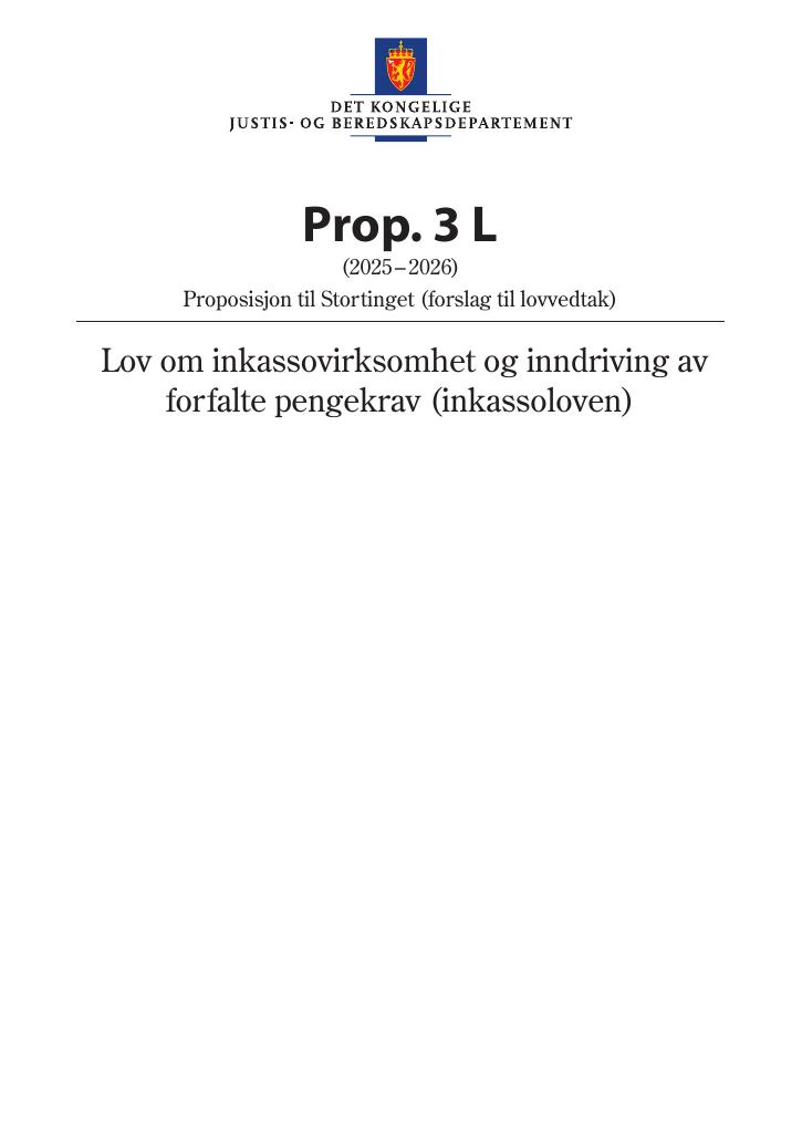 Forsiden av dokumentet Prop. 3 L (2025–2026)