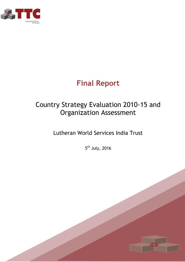 Forsiden av dokumentet Country Strategy Evaluation 2010-15 and Organization Assessment