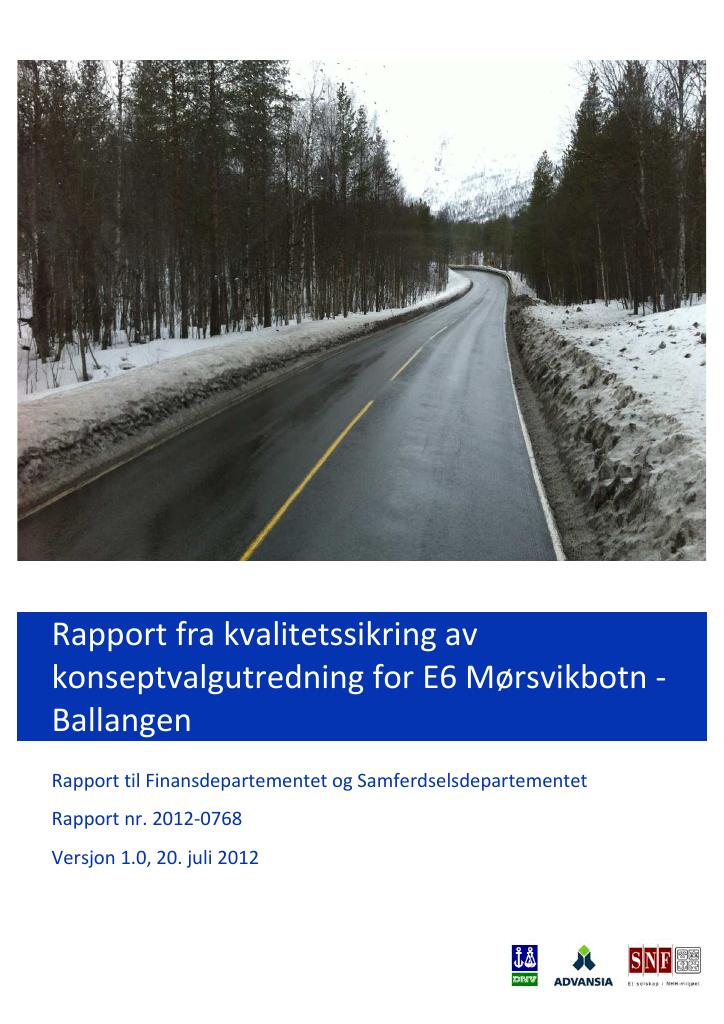 Forsiden av dokumentet E6 Mørsvikbotn - Ballangen
