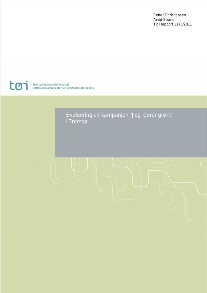 Forsiden av dokumentet Evaluering av kampanjen "Jeg kjører grønt" i Tromsø 