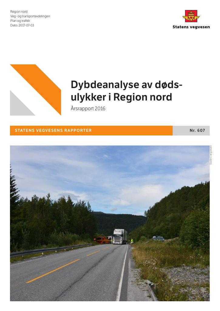 Forsiden av dokumentet Dybdeanalyse av dødsulykkene i vegtrafikken i Region nord