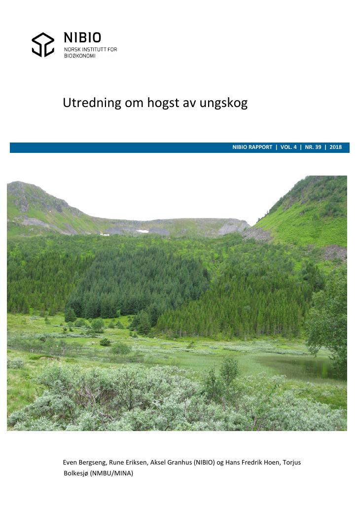 Forsiden av dokumentet Utredning om hogst av ungskog