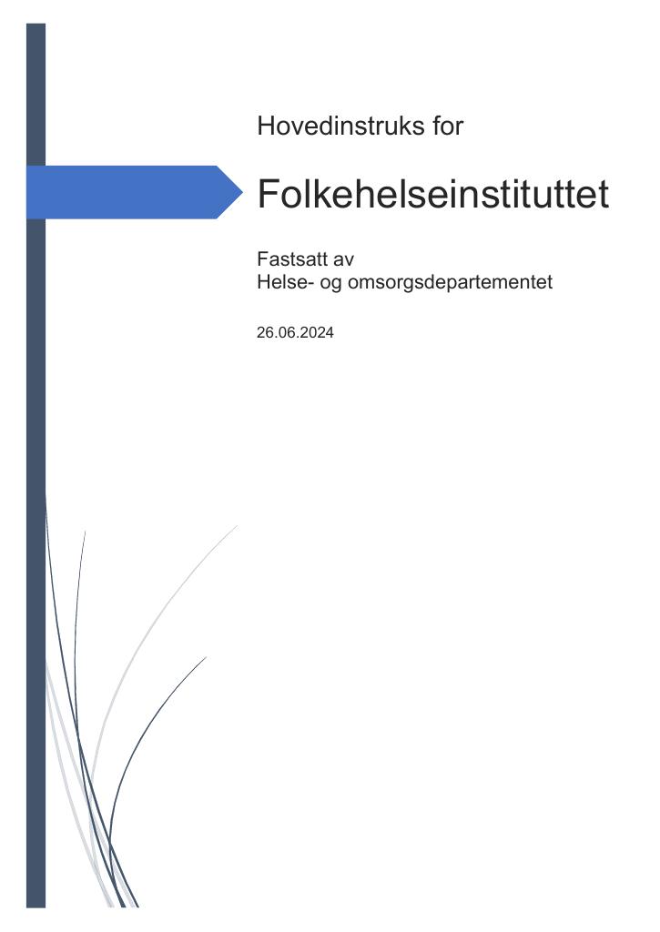Forsiden av dokumentet Hovedinstruks for FHI