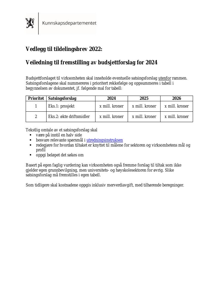 Tildelingsbrev NOKUT 2022 - Vedlegg - Kudos