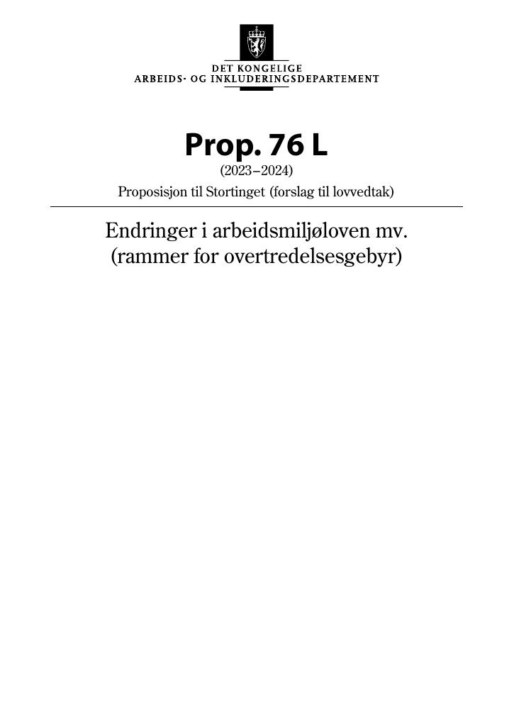 Forsiden av dokumentet Prop. 76 L (2023–2024)