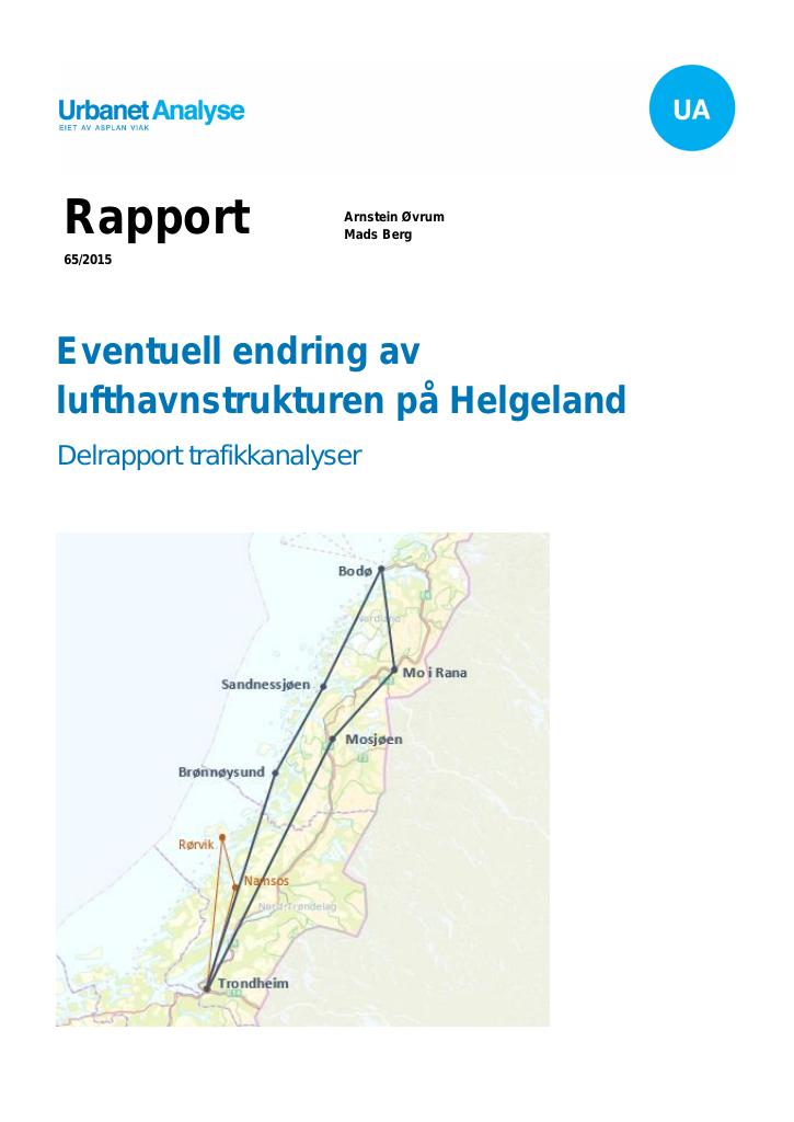 Forsiden av dokumentet Eventuell endring av 
lufthavnstrukturen på Helgeland