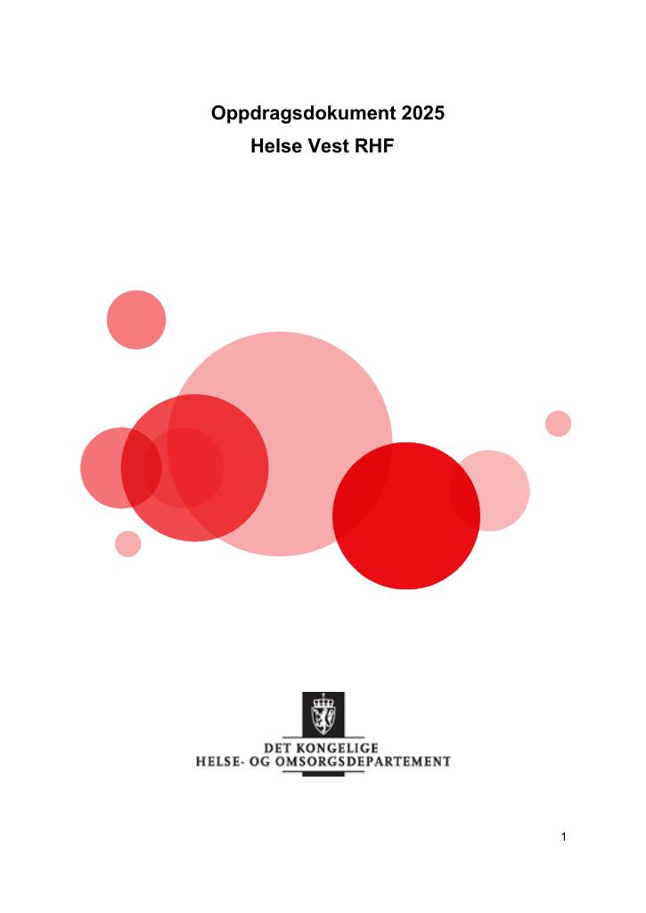 Forsiden av dokumentet Oppdragsdokument 2025  Helse Vest RHF