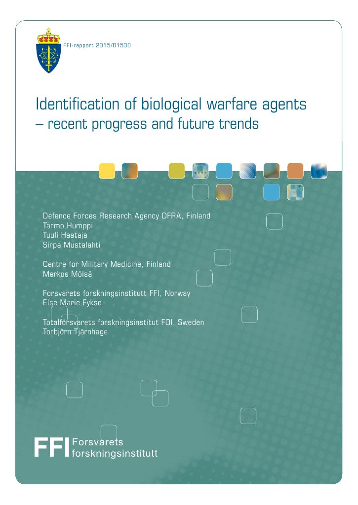 Forsiden av dokumentet Identification of biological warfare agents - recent progress and future trends