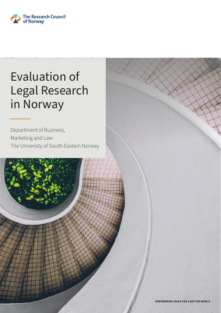 Forsiden av dokumentet Evaluation of legal research in Norway : department of business, marketing and law, the University of South-Eastern Norway