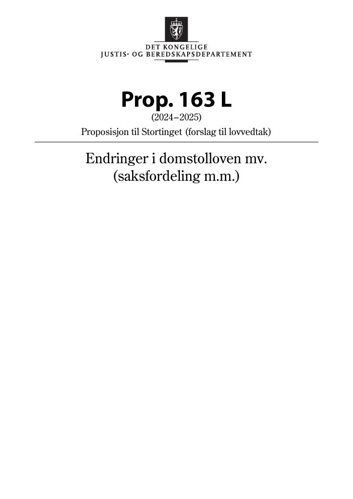 Forsiden av dokumentet Prop. 163 L (2024–2025)
