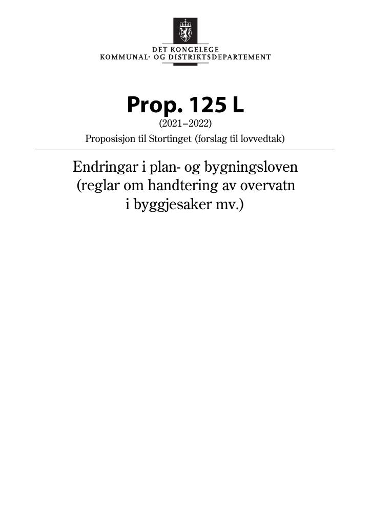 Forsiden av dokumentet Prop. 125 L (2021–2022)