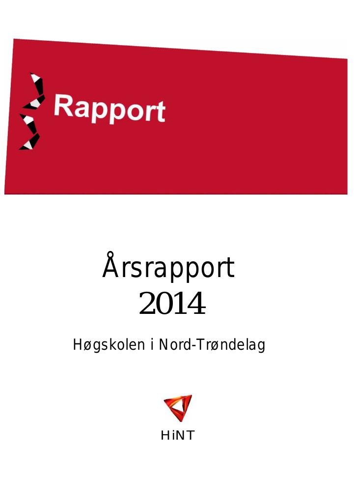 Forsiden av dokumentet Årsrapport Høgskolen i Nord-Trøndelag 2014