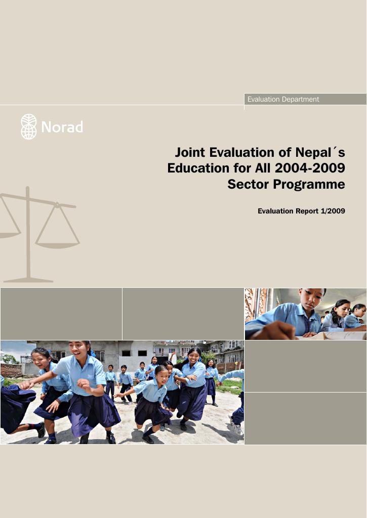 Forsiden av dokumentet Joint Evaluation of Nepal's Education for All 2004-2009 Sector Programme