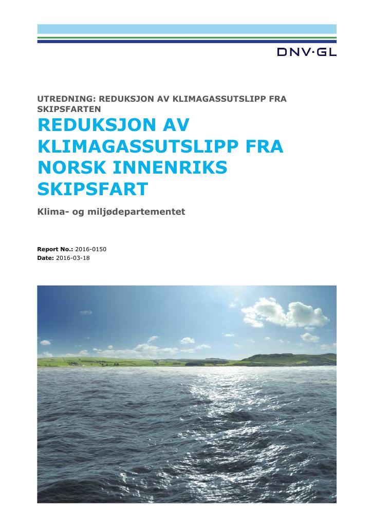 Forsiden av dokumentet Reduksjon av klimautslipp fra skipsfarten