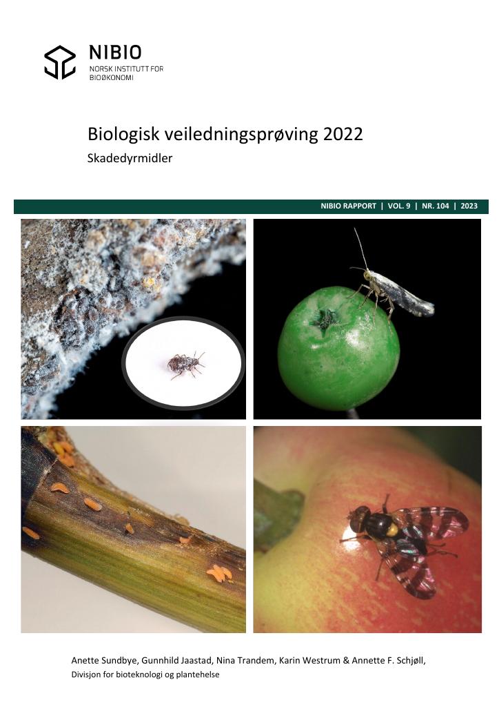 Forsiden av dokumentet Biologisk veiledningsprøving 2022: Skadedyrmidler