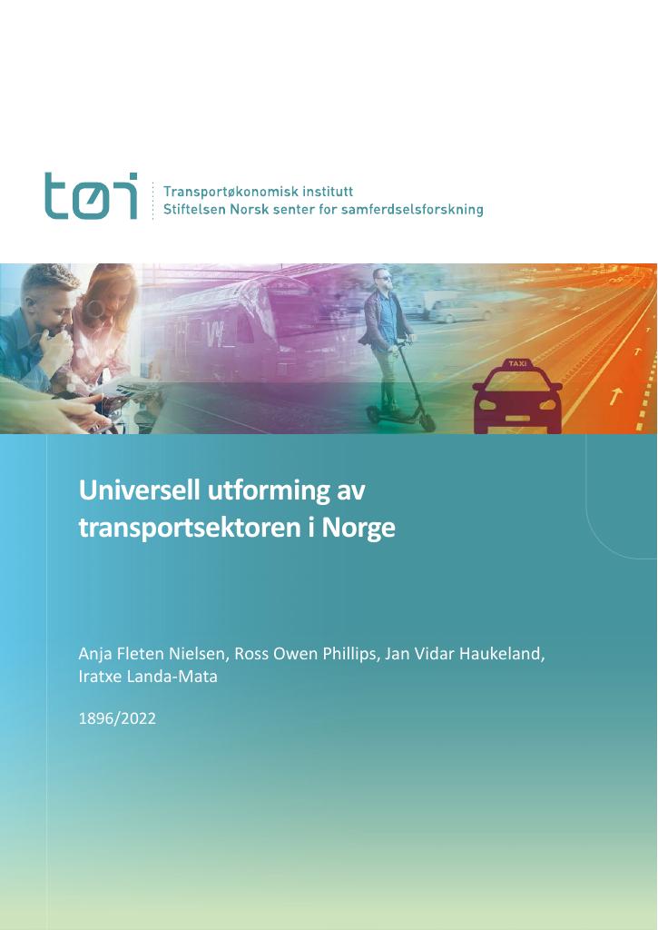 Forsiden av dokumentet Universell utforming av transportsektoren i Norge