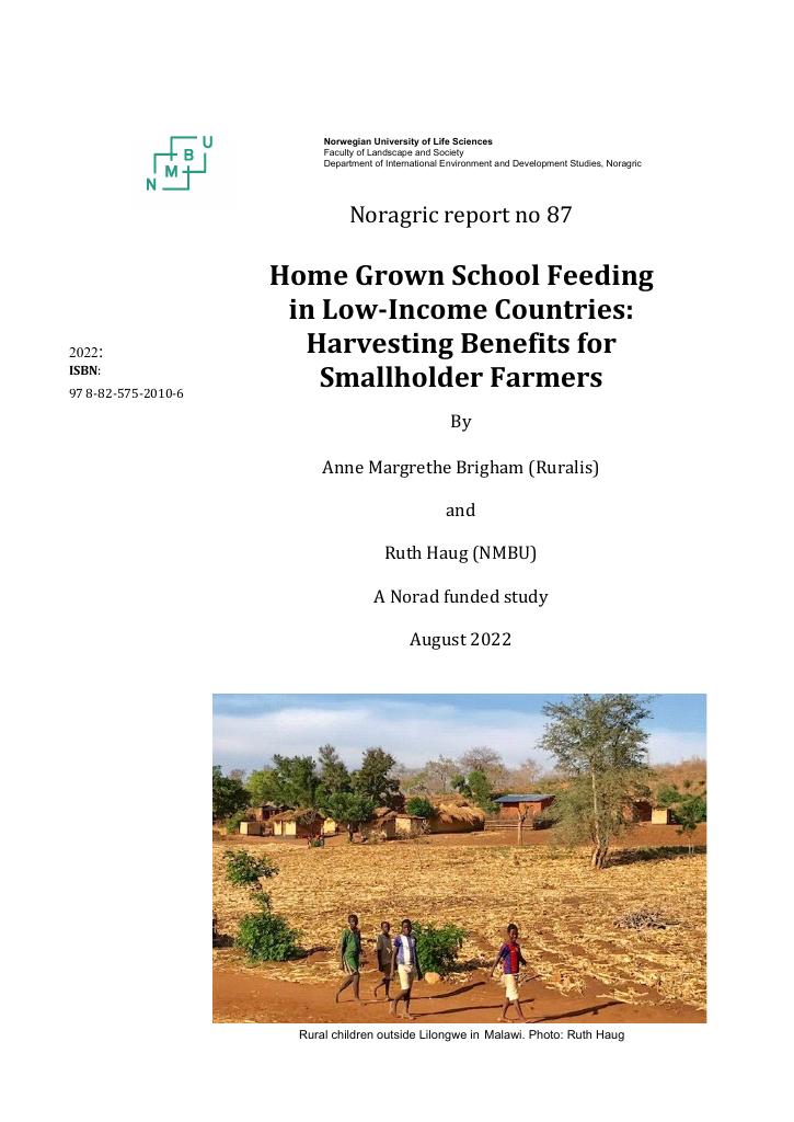 Forsiden av dokumentet Home Grown School Feeding in Low-Income Countries