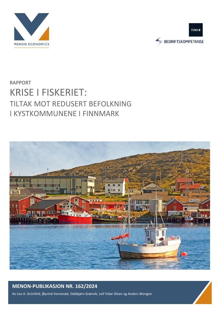 Forsiden av dokumentet KRISE I FISKERIET: TILTAK MOT REDUSERT BEFOLKNING I KYSTKOMMUNENE I FINNMARK