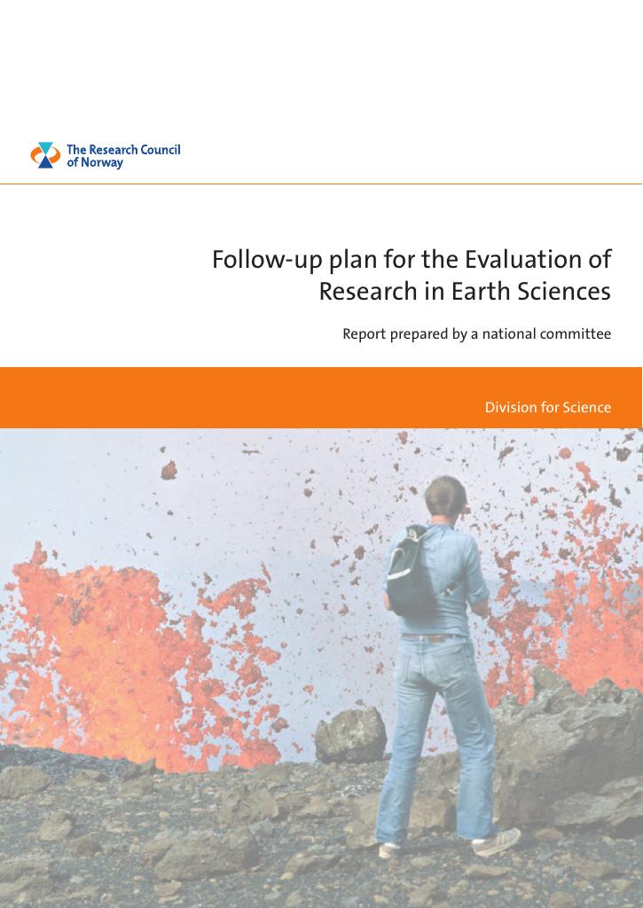 Forsiden av dokumentet Follow-up plan for the Evaluation of research in Earth Sciences in Norway