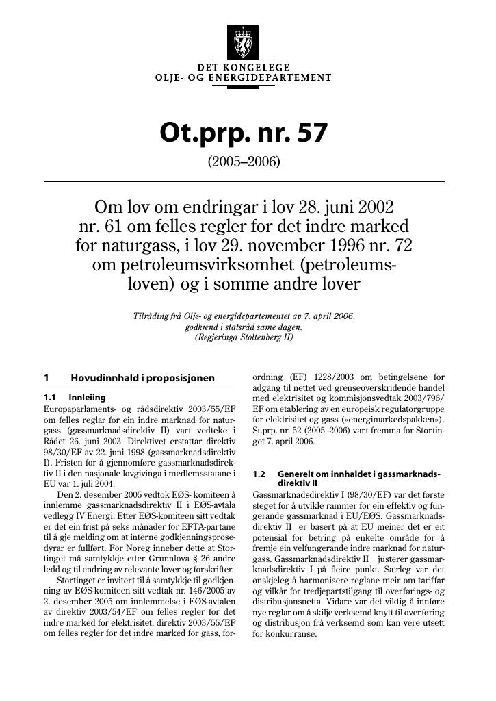 Forsiden av dokumentet Ot.prp. nr. 57 (2005-2006)