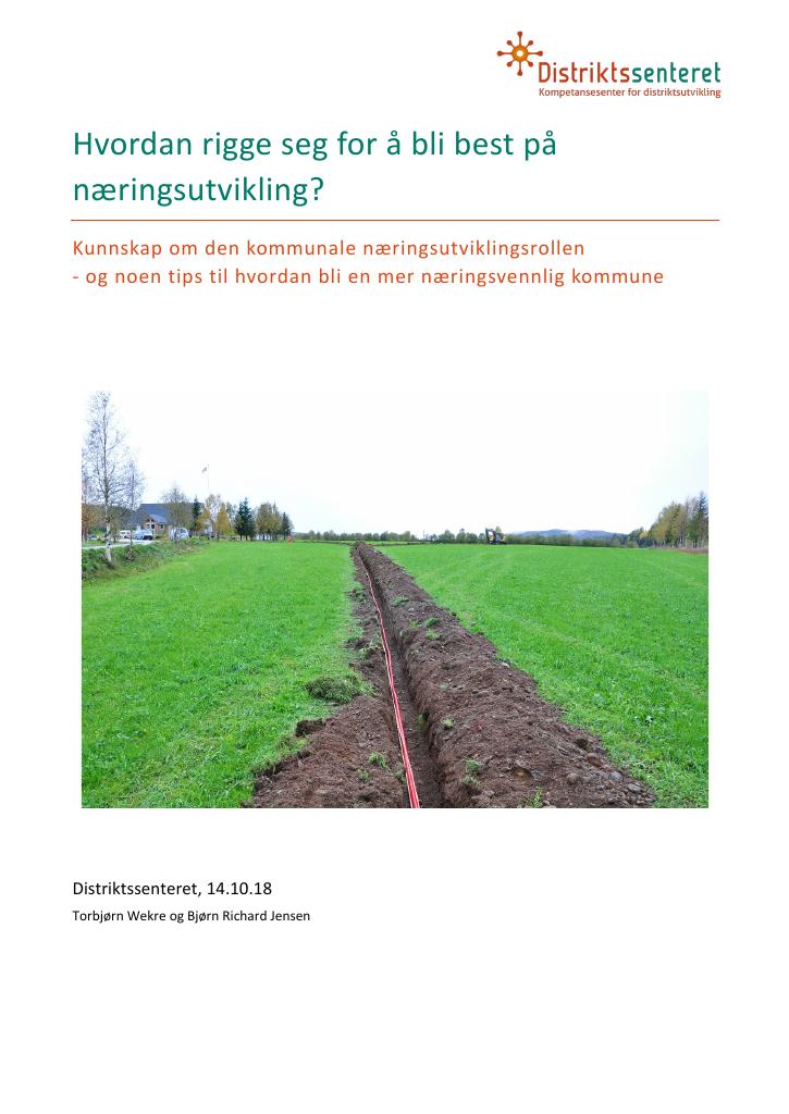Forsiden av dokumentet Hvordan rigge seg for å bli best på næringsutvikling?