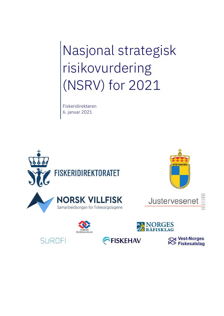 Forsiden av dokumentet Nasjonal strategisk risikovurdering (NSRV) for 2021