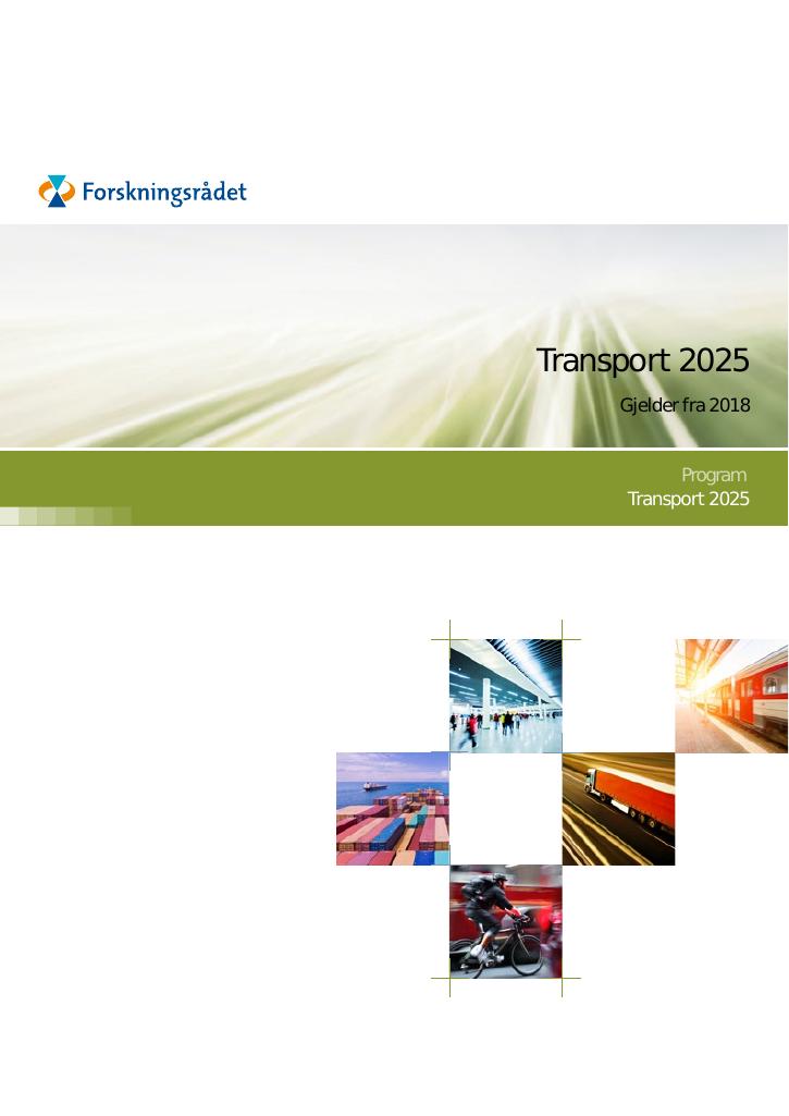 Forsiden av dokumentet Transport 2025. Gjelder fra 2018
