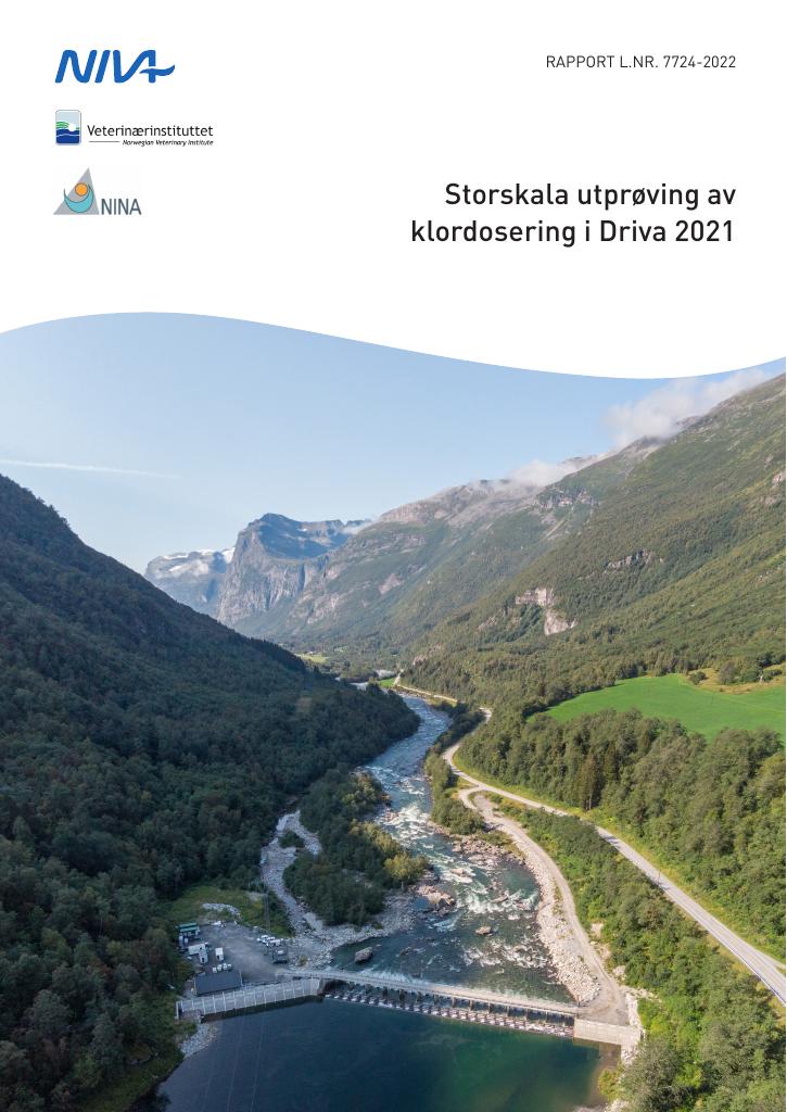 Forsiden av dokumentet Storskala utprøving av klordosering i Driva 2021