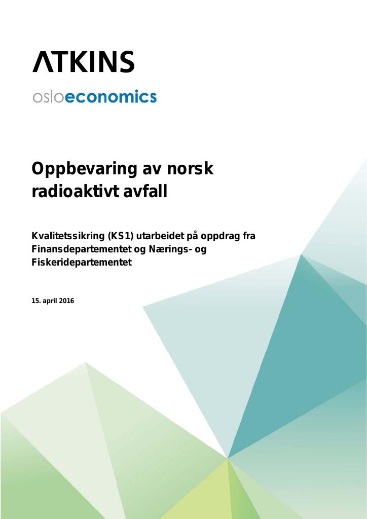 Forsiden av dokumentet Oppbevaring av radioaktivt avfall