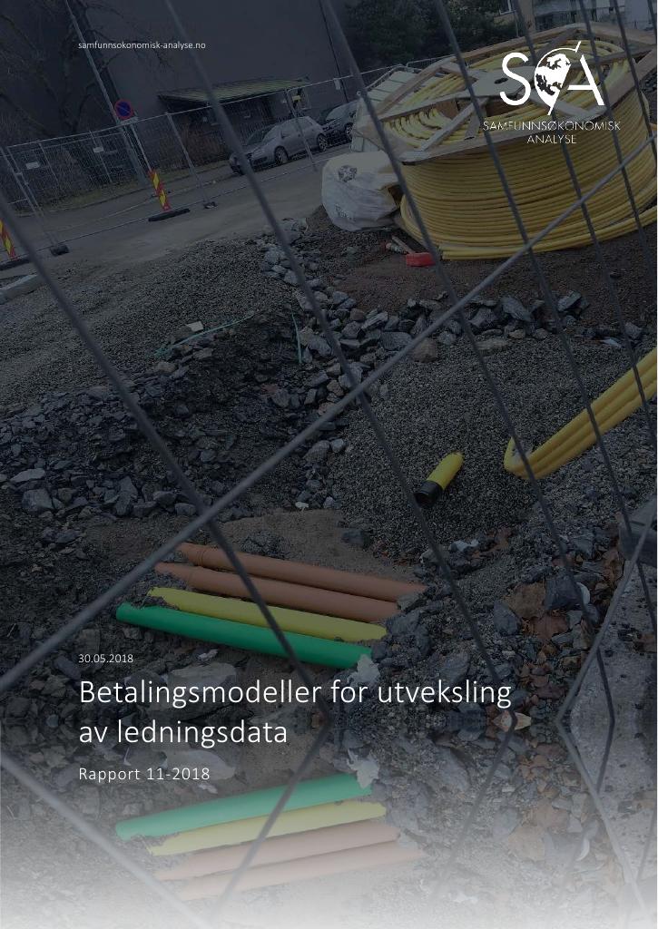 Forsiden av dokumentet Betalingsmodeller for utveksling av ledningsdata