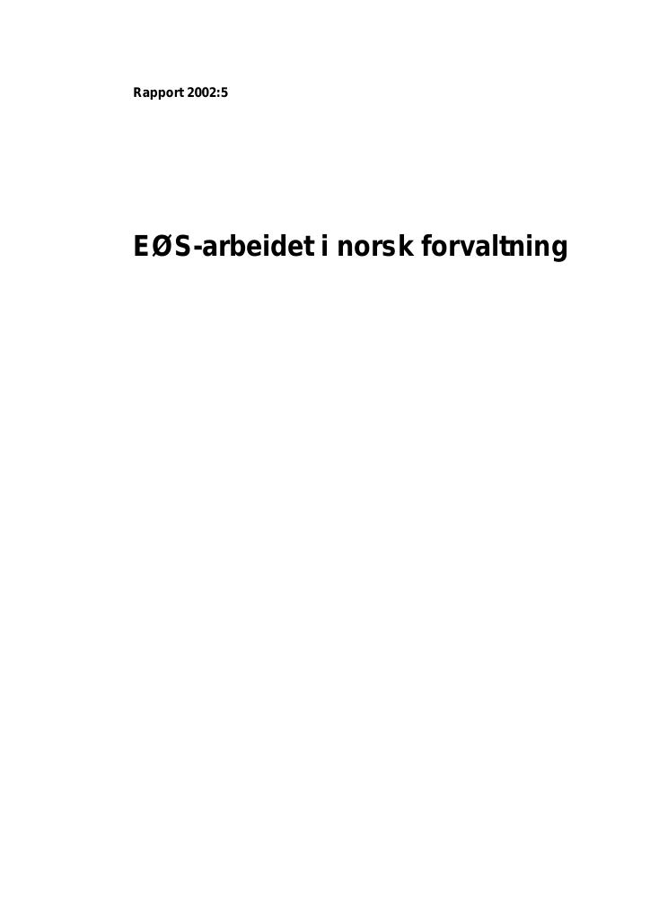 Forsiden av dokumentet EØS-arbeidet i norsk forvaltning
